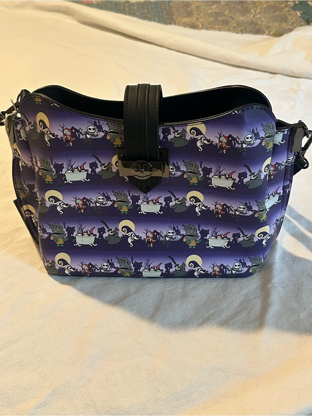 Purple nightmare before Christmas Pattern Crossbody Bag